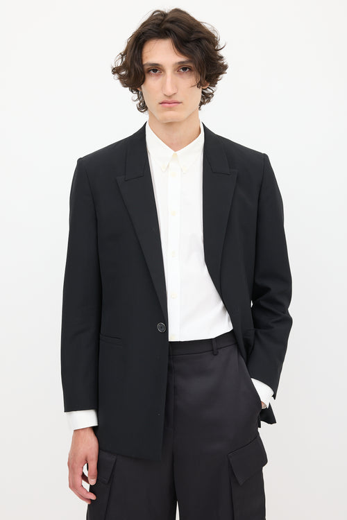 Givenchy Black Wool One Button Blazer