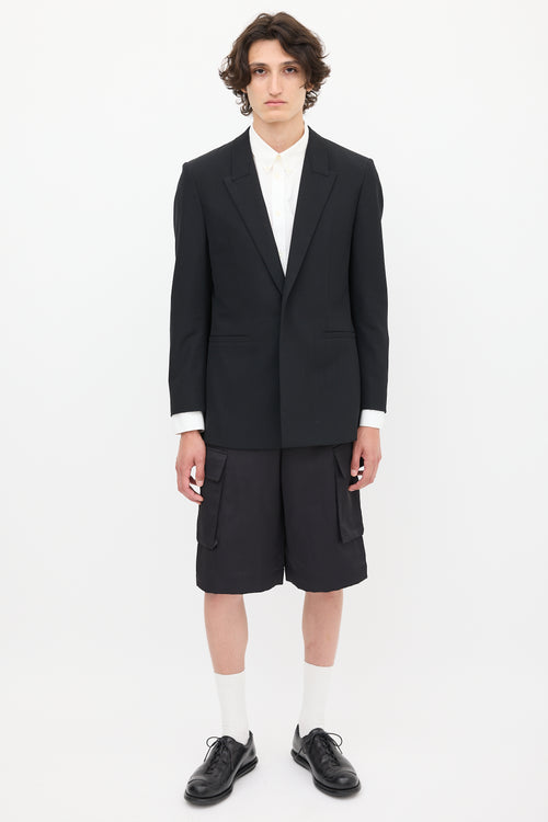 Givenchy Black Wool One Button Blazer