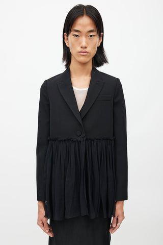 Givenchy Black Wool 
Silk Ruffle Blazer