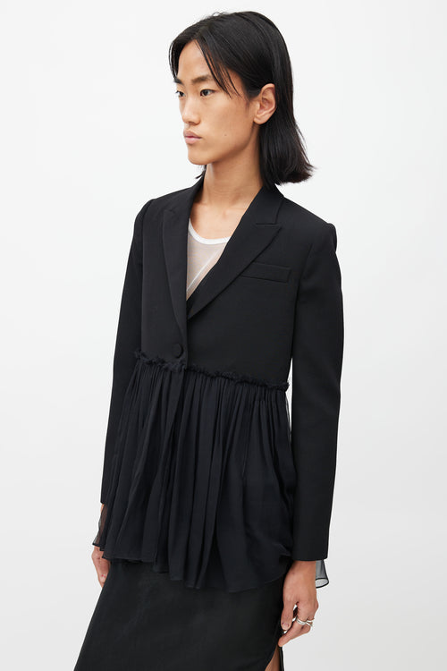 Givenchy Black Wool 
Silk Ruffle Blazer