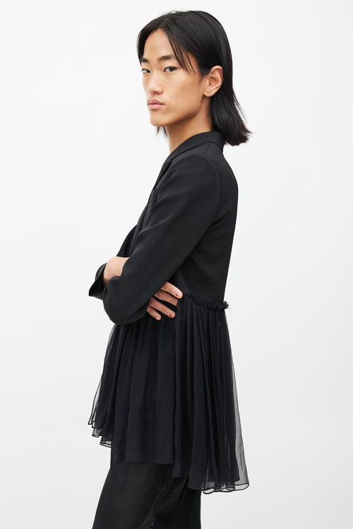 Givenchy Black Wool 
Silk Ruffle Blazer