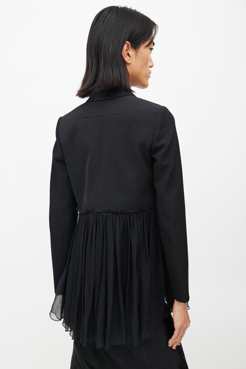 Givenchy Black Wool 
Silk Ruffle Blazer