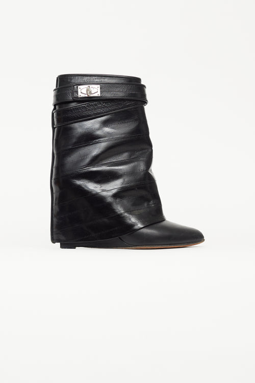 Givenchy Black Embossed Leather Shark Ankle Boot