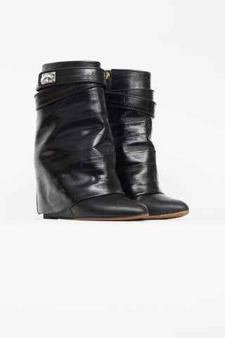 Givenchy Black Embossed Leather Shark Ankle Boot