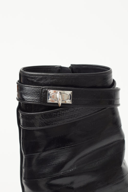 Givenchy Black Embossed Leather Shark Ankle Boot