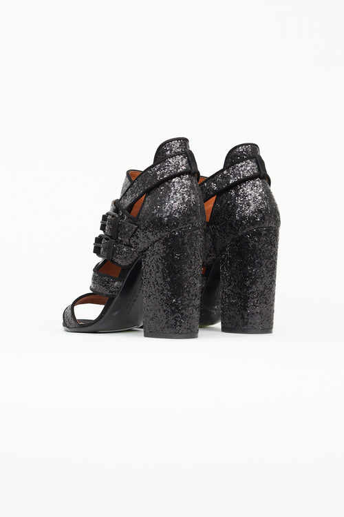 Givenchy Black Glitter Cut Out Heel