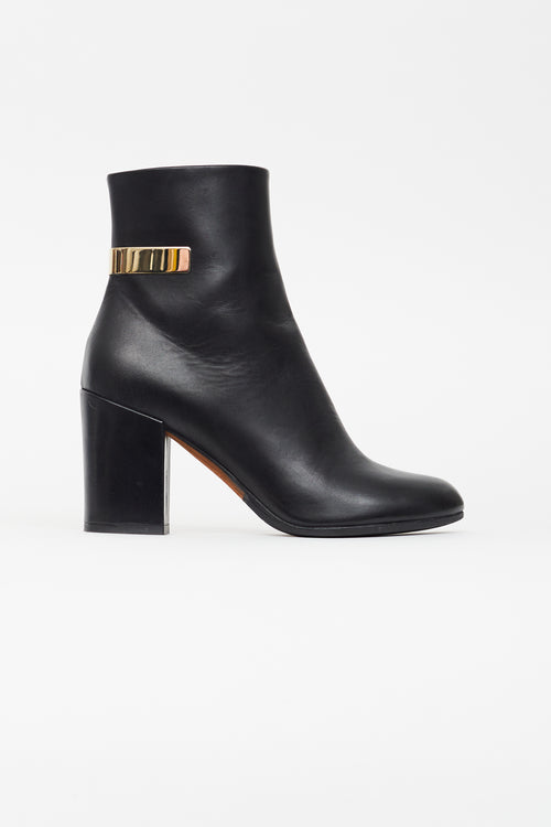 Givenchy Black Leather Block Heel Ankle Boot