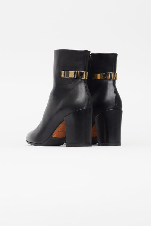 Givenchy Black Leather Block Heel Ankle Boot