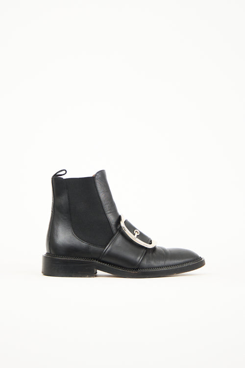 Givenchy Black Leather Buckle Chelsea Boot