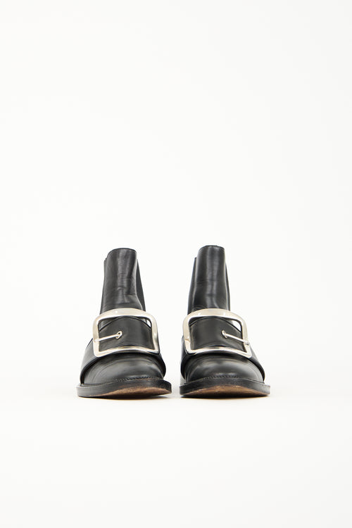 Givenchy Black Leather Buckle Chelsea Boot