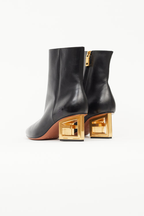 Givenchy Black Leather Triangle Heeled Boot