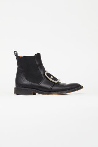 Givenchy Black Square Buckle Chelsea Boot