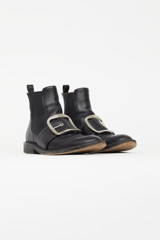 Givenchy Black Square Buckle Chelsea Boot