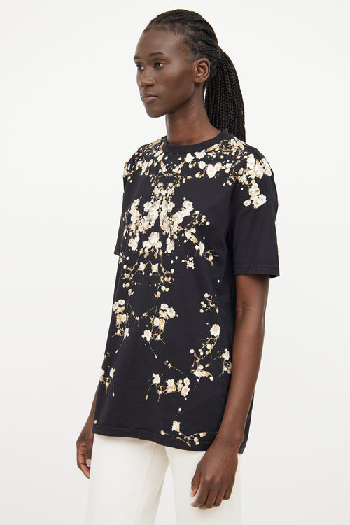 Givenchy Black Floral Short Sleeve T-Shirt