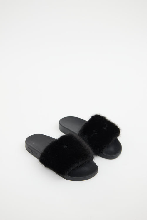 Givenchy Black Fur Slides