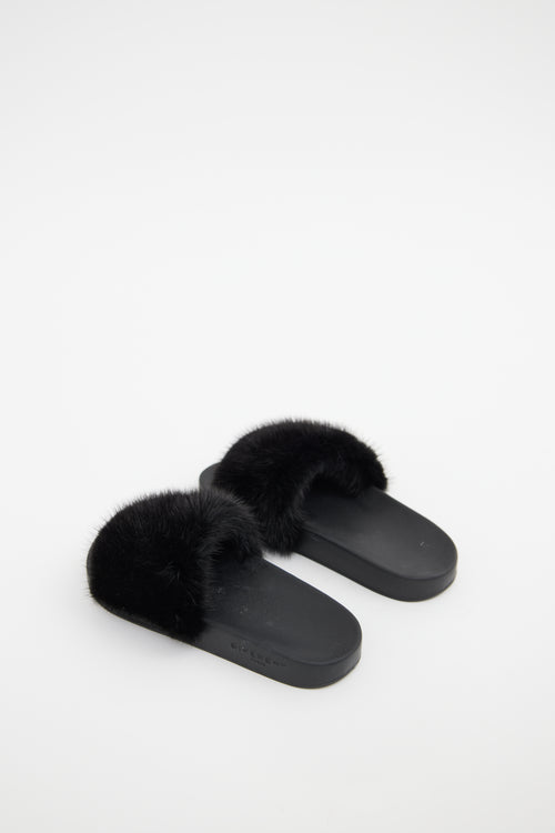 Givenchy Black Fur Slides