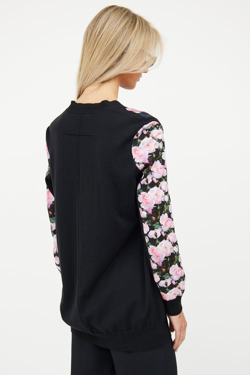 Givenchy Black 
Multi Floral Silk Knit Cardigan