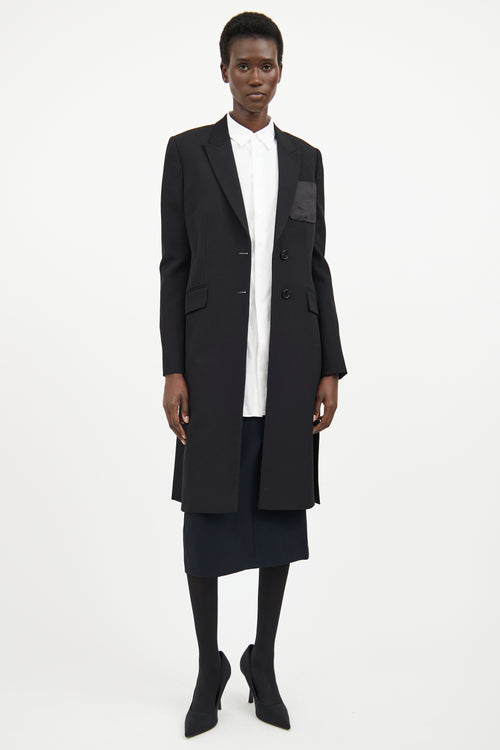 Givenchy Black Wool 
Silk Long Jacket