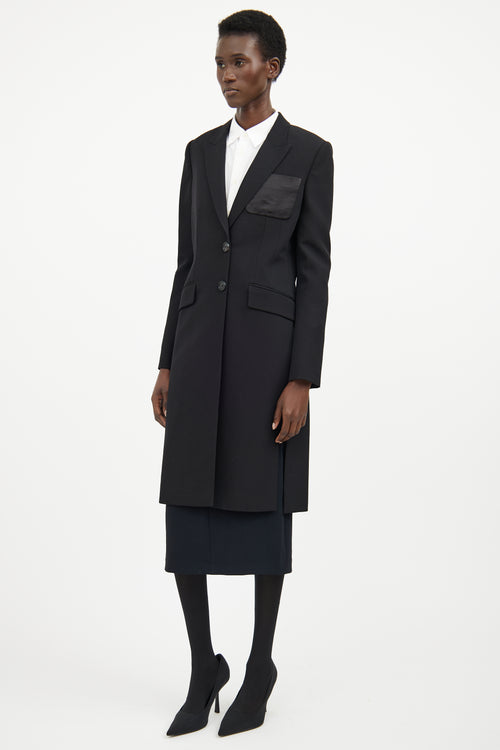 Givenchy Black Wool 
Silk Long Jacket