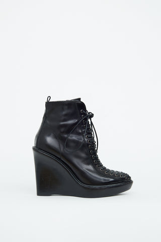 Givenchy Black Lace Up Wedge Ankle Boot