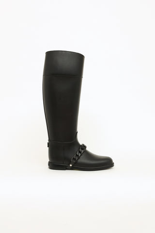 Black Chain Rubber Eva Rain Boots