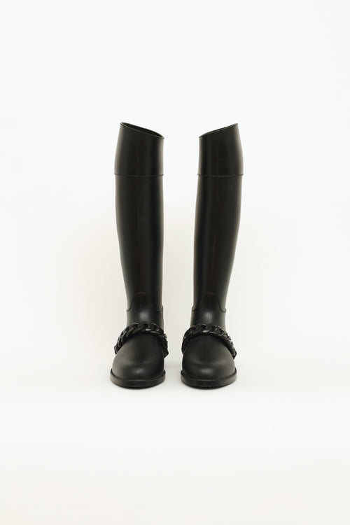 Black Chain Rubber Eva Rain Boots