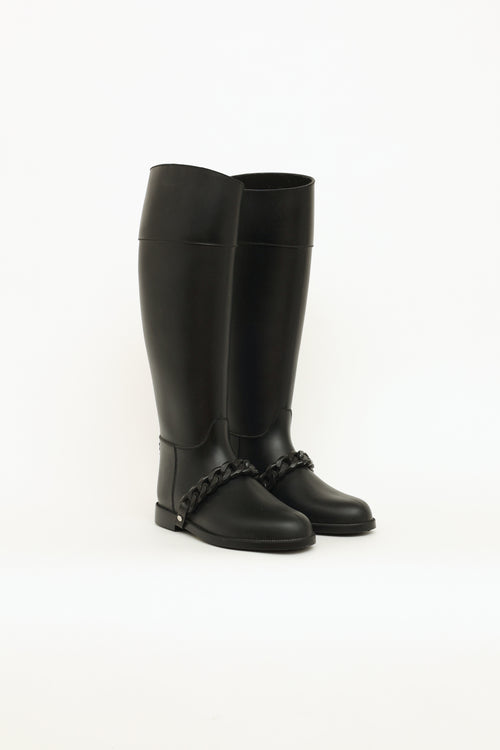 Black Chain Rubber Eva Rain Boots