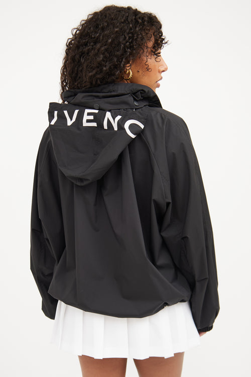 Givenchy Black Nylon Hood Logo Jacket