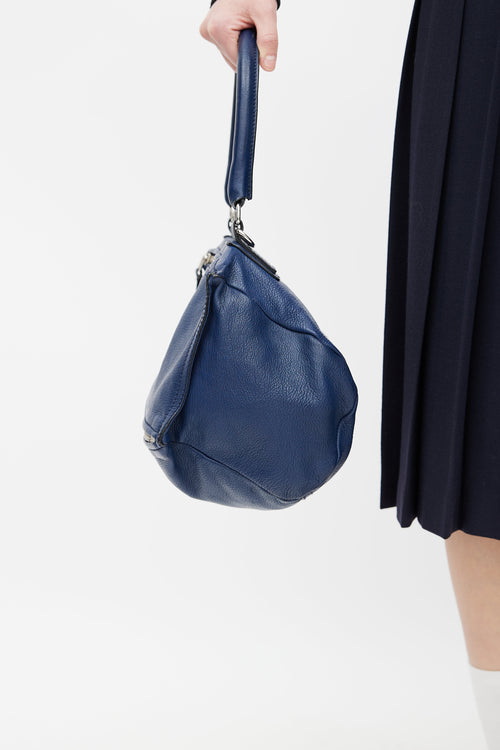 Navy Blue Leather Pandora Bag