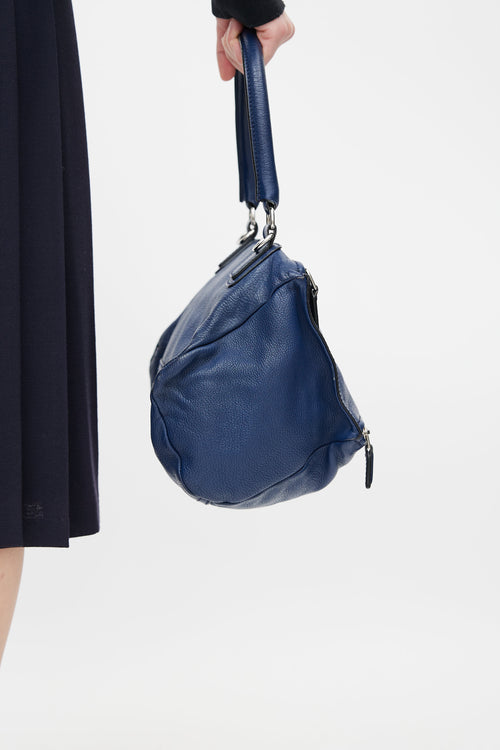 Navy Blue Leather Pandora Bag