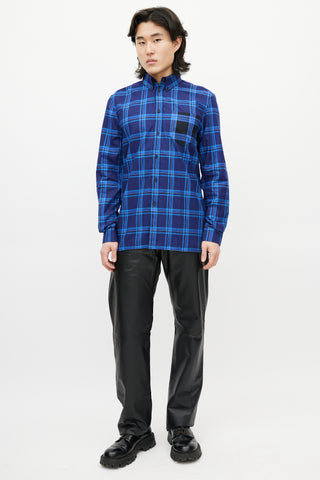 Givenchy Blue Plaid Button Down Shirt