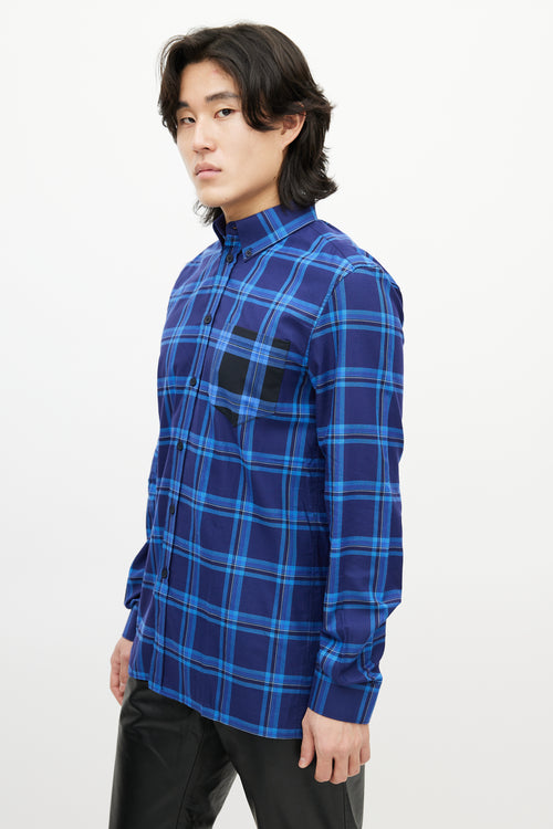 Givenchy Blue Plaid Button Down Shirt