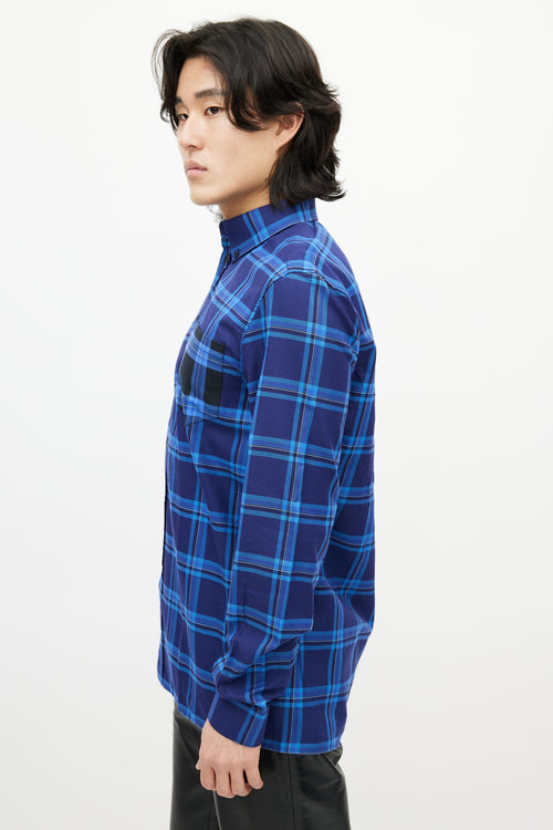 Givenchy Blue Plaid Button Down Shirt