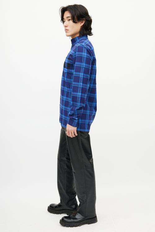 Givenchy Blue Plaid Button Down Shirt