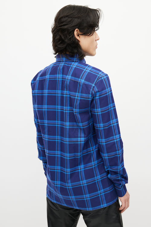 Givenchy Blue Plaid Button Down Shirt