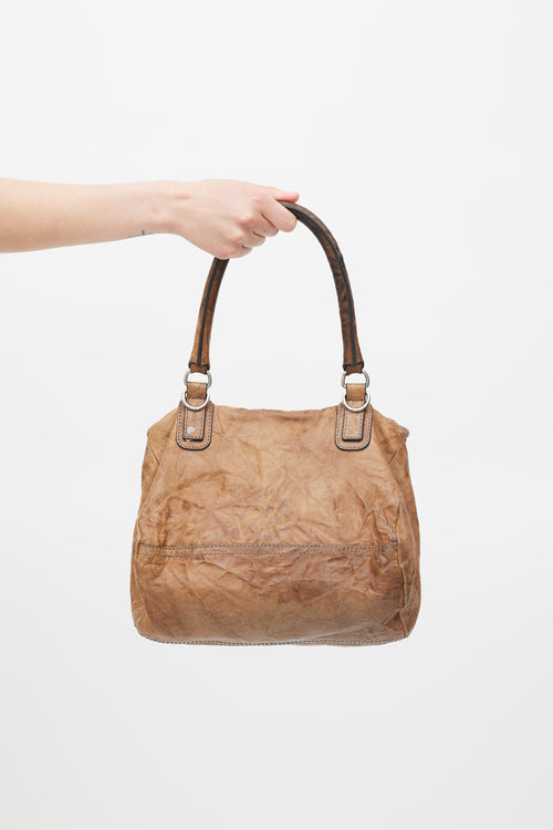 Givenchy Brown Crinkled Leather Small Pandora Crossbody Bag