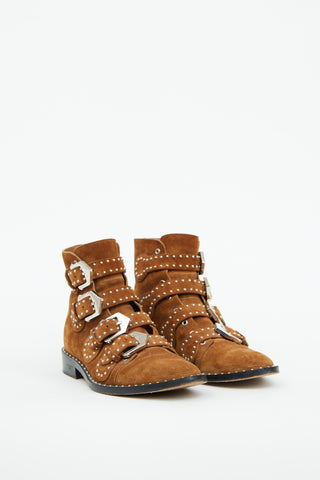 Givenchy Brown Suede 
Silver Studded Ankle Boot