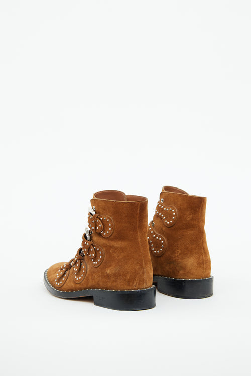 Givenchy Brown Suede 
Silver Studded Ankle Boot