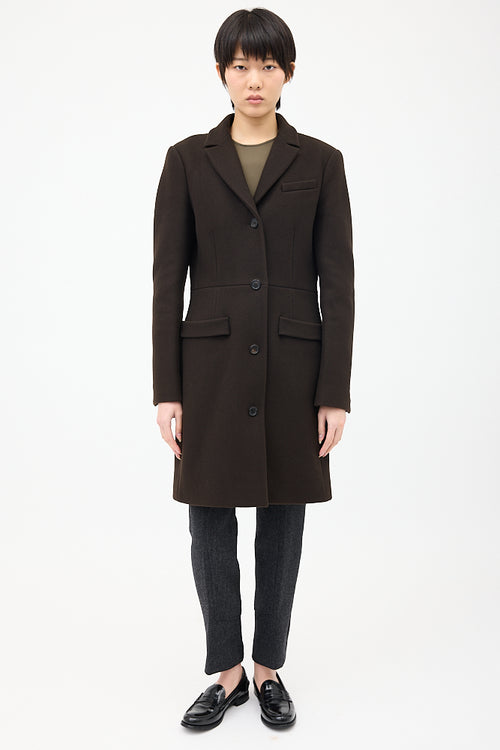 Givenchy Brown Wool 
Nylon Strap Coat