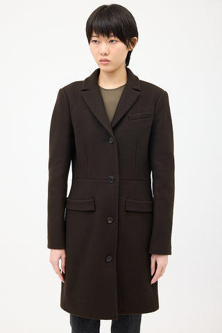 Givenchy Brown Wool 
Nylon Strap Coat