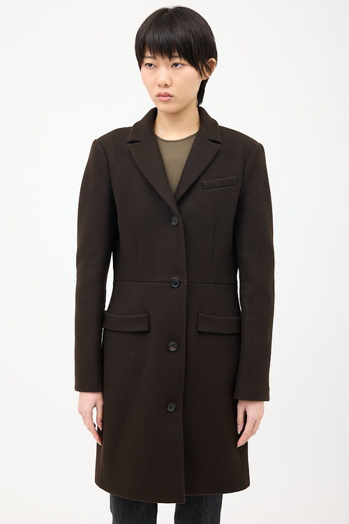 Givenchy Brown Wool 
Nylon Strap Coat