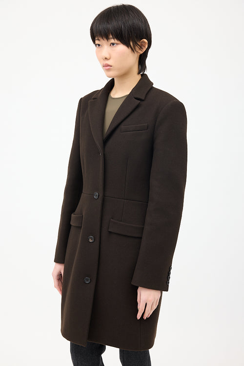 Givenchy Brown Wool 
Nylon Strap Coat