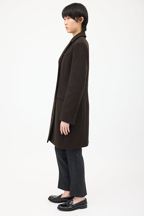 Givenchy Brown Wool 
Nylon Strap Coat