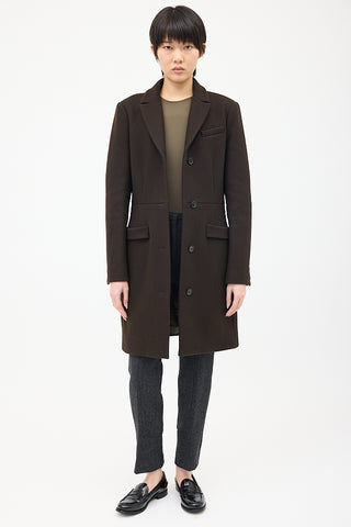 Givenchy Brown Wool 
Nylon Strap Coat