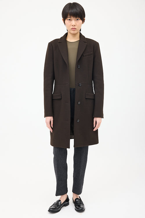 Givenchy Brown Wool 
Nylon Strap Coat