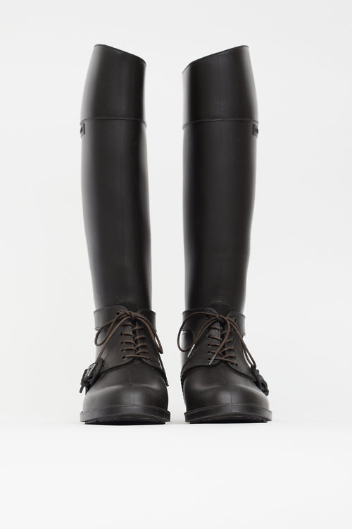 Givenchy Brown Rubber Knee High Riding Boot