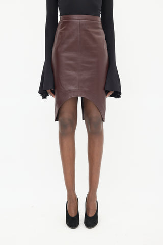 Givenchy Burgundy Leather High Low Skirt