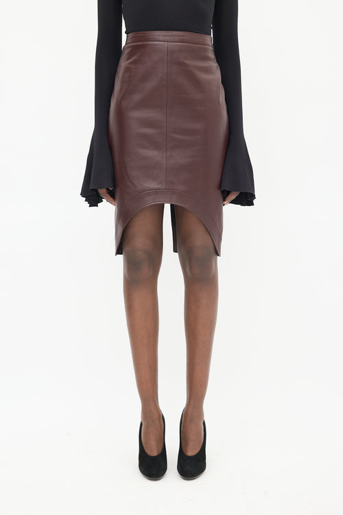 Givenchy Burgundy Leather High Low Skirt