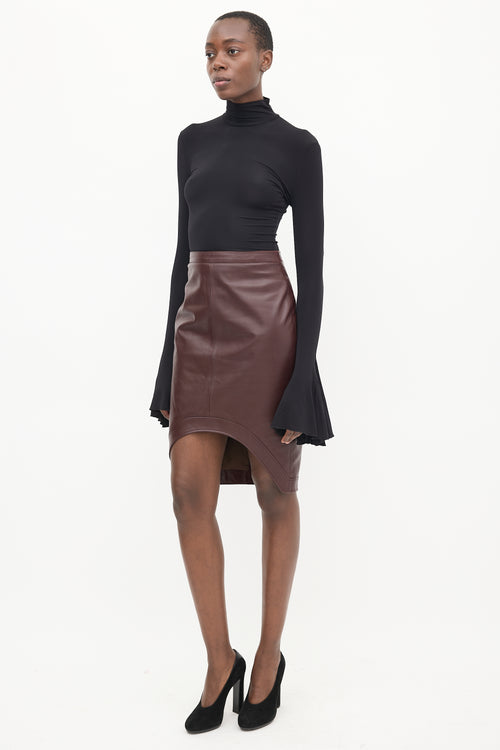 Givenchy Burgundy Leather High Low Skirt