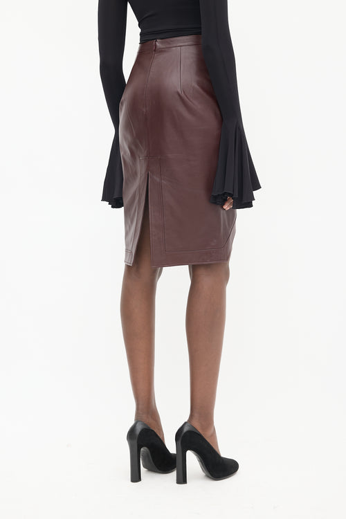 Givenchy Burgundy Leather High Low Skirt